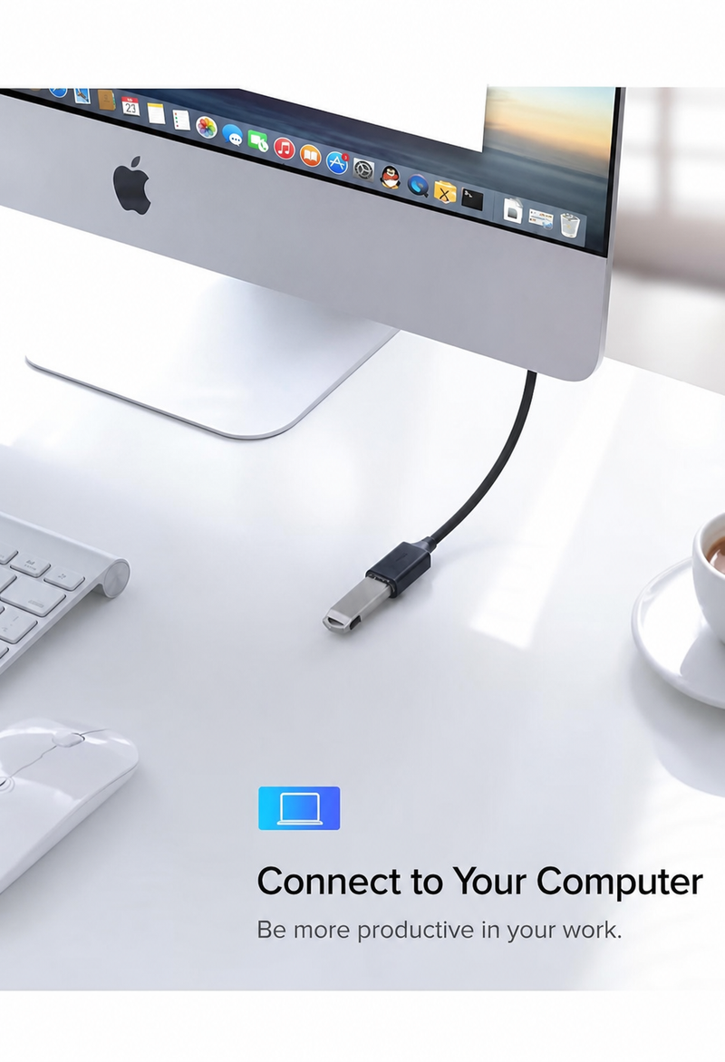 UGREEN US103 10318 5m USB 2.0 extension cable connects to a computer