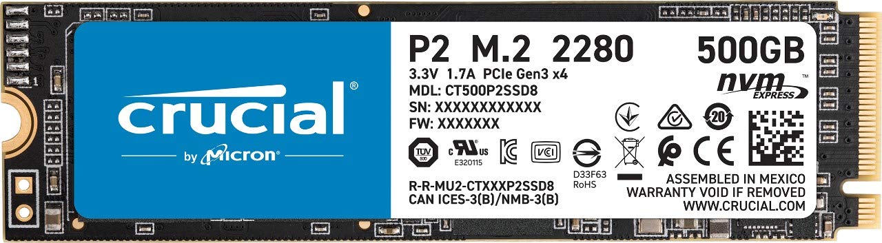 Crucial P2 500GB M.2 NVMe Internal SSD(CT500P2SSD8)