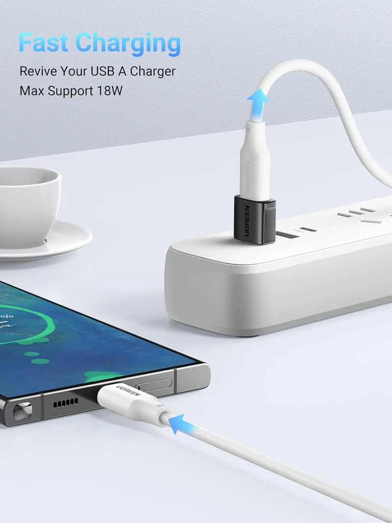 UGREEN 10Gbps USB to USB-C Adapter 3 Pack – Type-C Female to USB-A Male Fast Charge & Sync Converter (45299) TeckPot