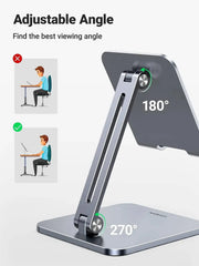 UGREEN Height Adjustable Aluminum Portable Mobile Tablet Stand iPad Pro 12.9 9.7 10.5 Air Mini iPhone 12 Switch (40393) Ugreen