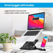 Portronics My Buddy Hexa 22 Adjustable Tabletop Laptop Stand With Mobile Holder-Black(Open Box/Renewed) Portronics