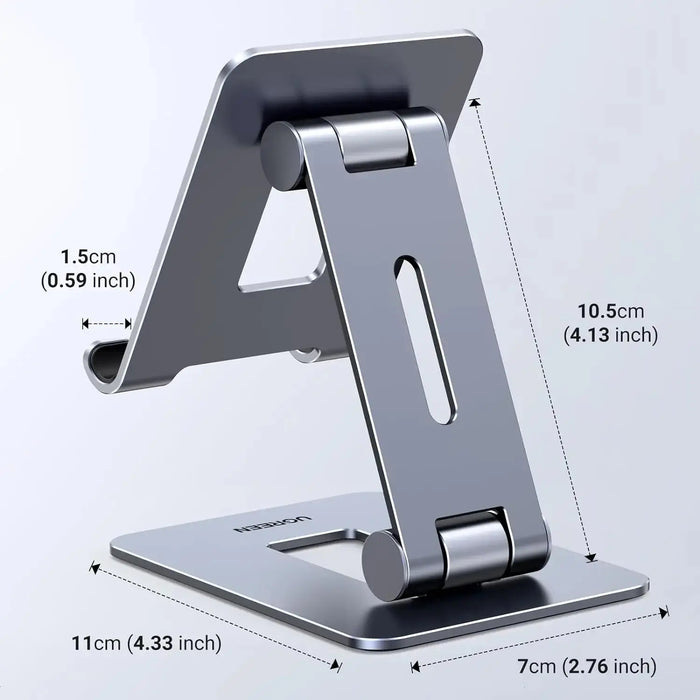 UGREEN Cell Phone Stand Fully Adjustable Foldable Desktop Aluminum Smartphone Stand Compatible with iPhone 15 14 13 12 Pro Max 11 XS Max XR X 8 Plus etc. (15608/ Open Box) - TeckPot
