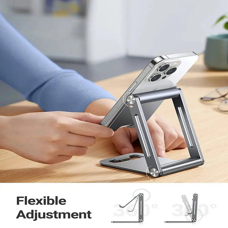 UGREEN Height Adjustable Tabletop Cell Phone Stand Holder Aluminum Case Desk Phone Mount Mobile Device Support (80708) Ugreen