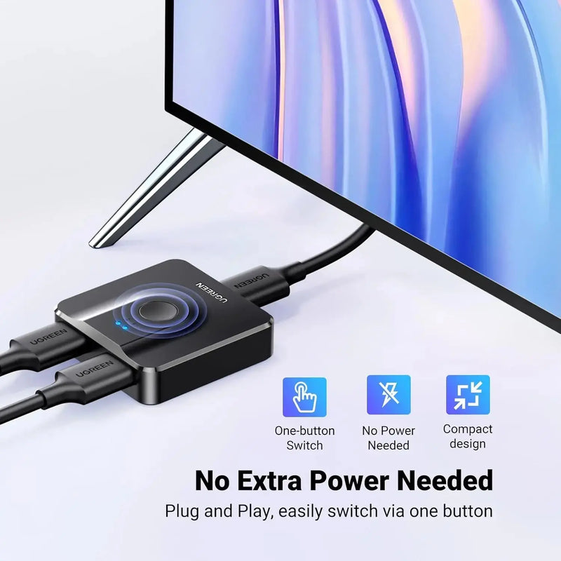 UGREEN HDMI Switch 2 In 1 Out Bi-Directional HDMI Splitter 4K@60Hz Full HD 1080P 3D Compatible TV Monitor Projector Display 50966 Ugreen