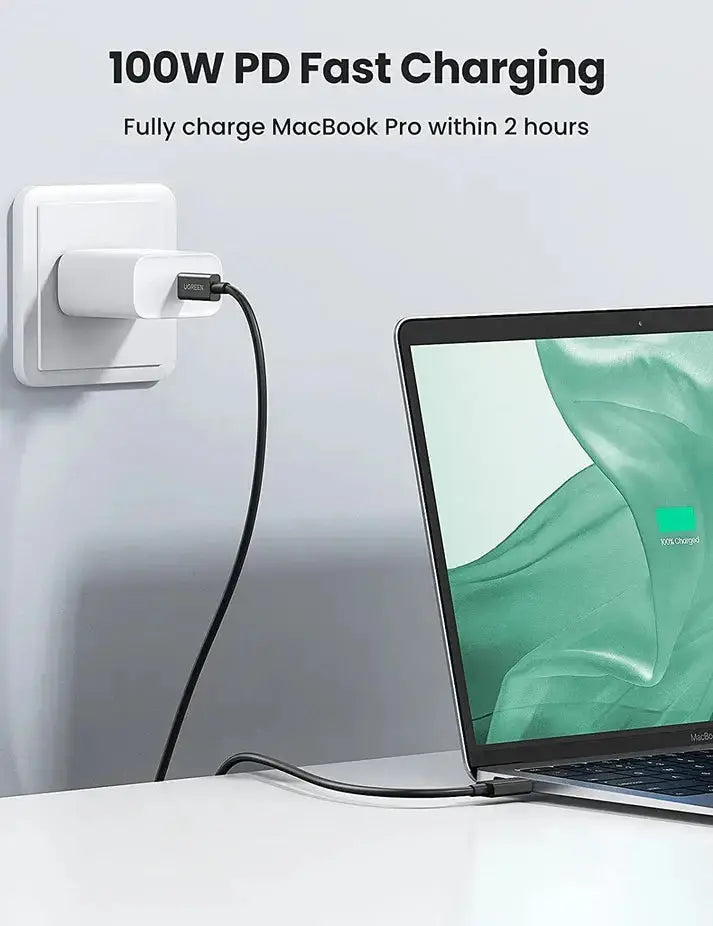 UGREEN Thunderbolt 4 USB-C to USB-C Cable 0.8M 2.6ft 100W Fast Charging 8K Video Type-C Data Transfer Cable Black (30389) Ugreen