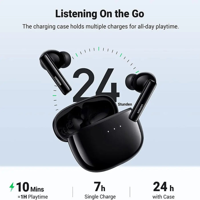 UGREEN 90401 HiTune T3 ANC Wireless Bluetooth 5.2, AI-Enhanced Clear Calls Earbuds with mic, Bass Boost-Black Ugreen