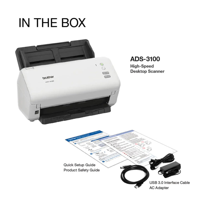Brother ADS-3100 High-Speed Desktop Scanner With Speed Of 40PPM-(White/Black) Brother
