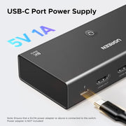 UGREEN 95521 HDMI 2.1 3-in-1-out switch, 8K60 4K240, USB-C power supply port