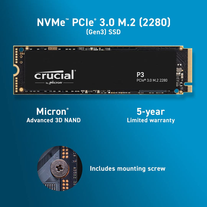 Crucial P3 1TB PCIe 3.0 3D NAND NVMe M.2 SSD,3500MB/s-CT1000P3SSD8