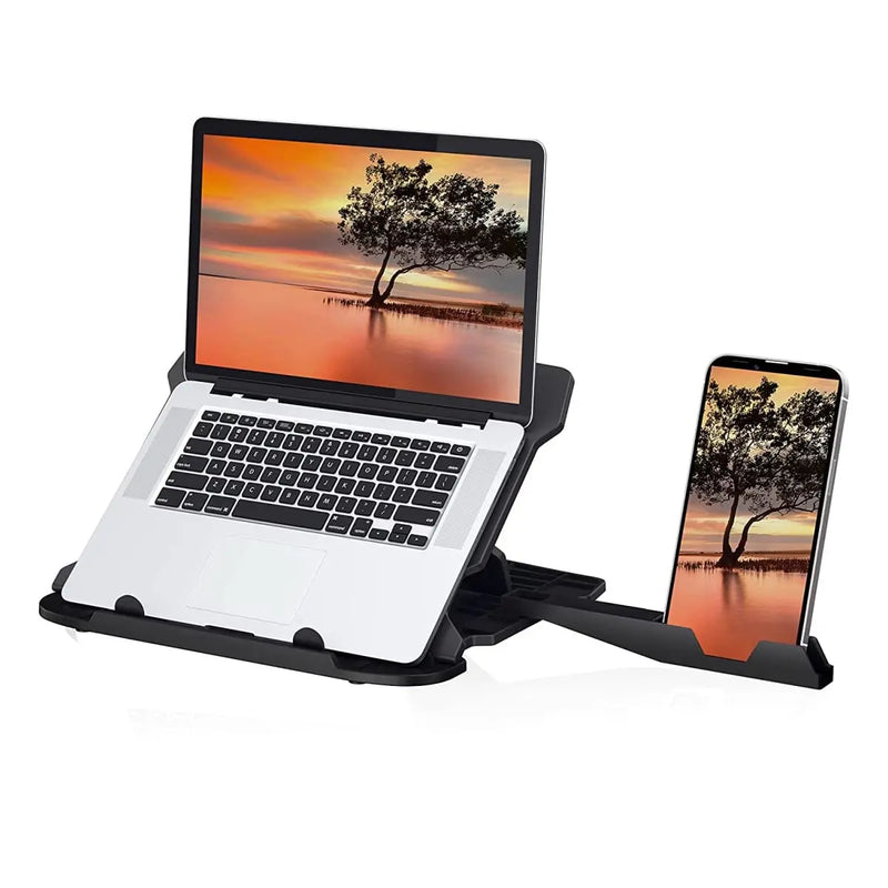 Portronics My Buddy Hexa 22 Adjustable Tabletop Laptop Stand With Mobile Holder-Black(Open Box/Renewed) Portronics