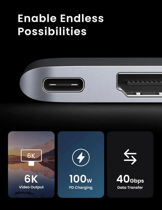 UGREEN 6-in-1 USB C Hub Adapter MacBook Pro Air M1 4K HDMI Thunderbolt 3 100W Power Delivery SD TF Card 2 USB 3.0 (80856) Ugreen