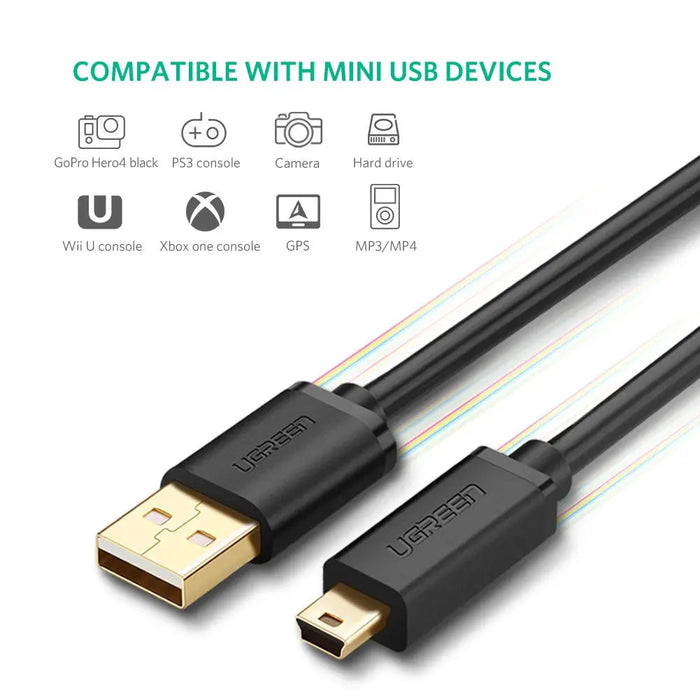 UGREEN USB 2.0 to Mini USB Cable 1.5M A Male 5-Pin Mini B Cord MP3 MP4 Digital Camera GPS GoPro Hero Sat Nav (10385)
