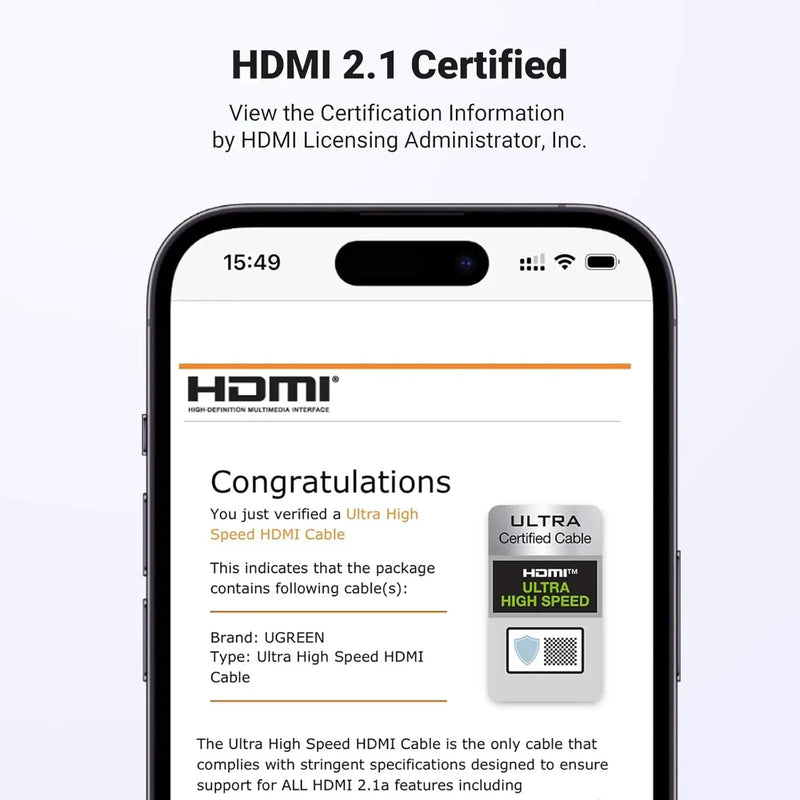 UGREEN 3M 8K@60Hz HDMI 2.1 Ultra Certified Zinc Alloy Braided 48Gbps Dynamic HDR Dolby Vision eARC Xbox PS5 Nintendo Switch 80602 Ugreen