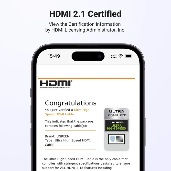 UGREEN 3M 8K@60Hz HDMI 2.1 Ultra Certified Zinc Alloy Braided 48Gbps Dynamic HDR Dolby Vision eARC Xbox PS5 Nintendo Switch 80602
