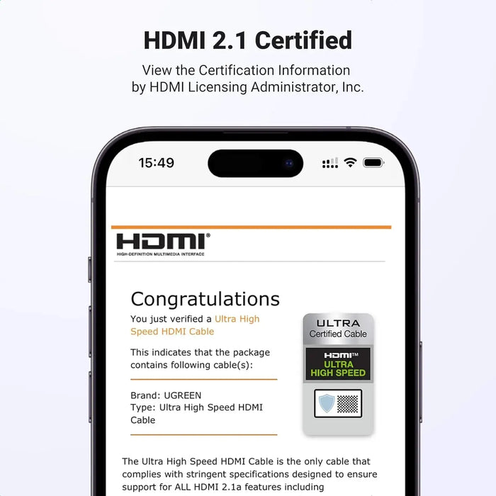 UGREEN HDMI 2.1 Cable 1M 8K@60Hz 48Gbps Ultra HD Dynamic HDR Dolby Vision eARC Nylon Braided PS5 Xbox Nintendo (70319) Ugreen