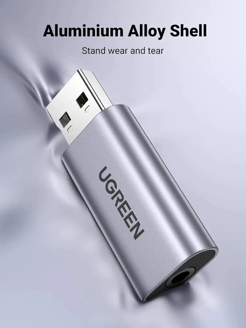 UGREEN 2-in-1 USB External Sound Card Audio Adapter USB to 3.5mm Headphone Mic Jack Converter PC Laptop PS5 PS4 Mac (80864) Ugreen