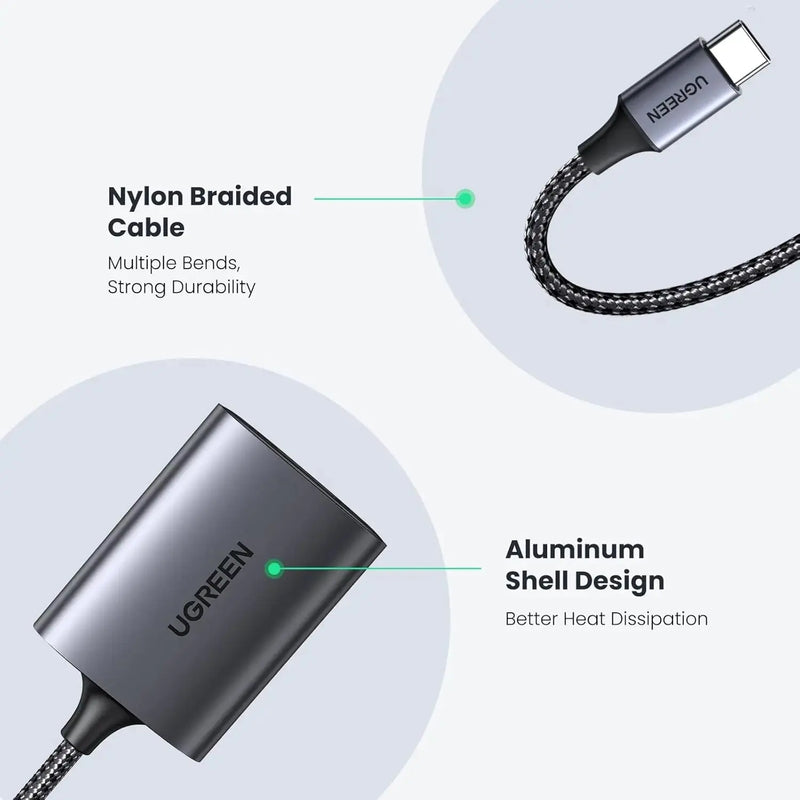UGREEN USB-C SD Card Reader 2-in-1 5Gbps Micro SD TF Adapter OTG Camera MacBook iPad Pro Galaxy Android (80888) Ugreen