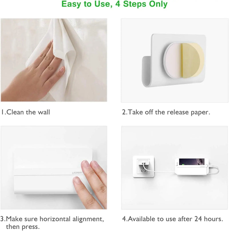UGREEN Wall Mount Phone Holder – White | Adhesive Wall Charging Dock(30394) TeckPot