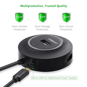 UGREEN 4-Port USB 2.0 Hub 1M USB Cable PC Cell Phone eReader Tablet Multi Device USB Splitter Adapter Compact Hub (20277) Ugreen