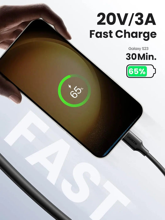 UGREEN USB C 2.0 Cable 2M 60W Male to Male Power Delivery 2.0 QC 2.0/3.0 Fast Charging Type-C Data Transfer Cable (10306)