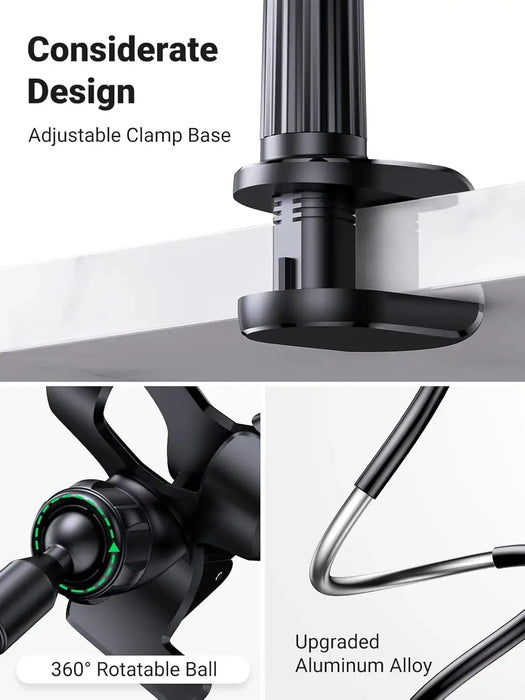 UGREEN Gooseneck Clip Phone Holder Bed Desk Cell Phone Mount Flexible Lazy Long Arm Clamp Headboard iPhone Samsung (80906) Ugreen