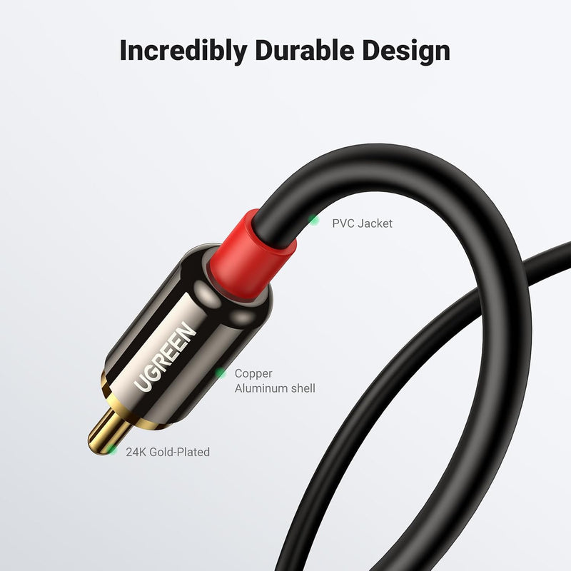 UGREEN 10749 1m 3.5mm to 2RCA stereo audio cable incredibly durable design