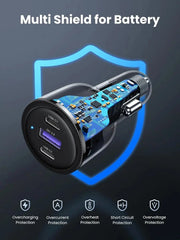 UGREEN 69W USB-C Car Charger 3-Port Fast Charging PD 45W 20W QC 18W iPhone 13 12 11 iPad MacBook Galaxy Pixel 20467 Ugreen