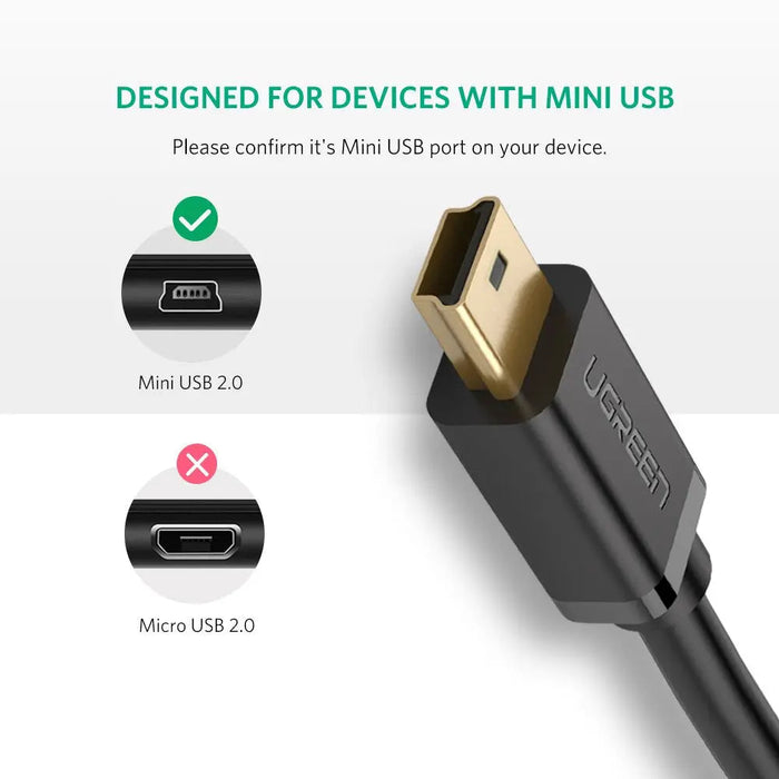 UGREEN USB 2.0 to Mini USB Cable 1.5M A Male 5-Pin Mini B Cord MP3 MP4 Digital Camera GPS GoPro Hero Sat Nav (10385)