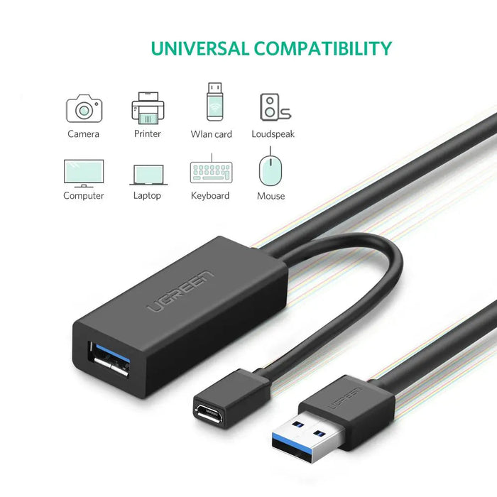 UGREEN USB 3.0 Active Extension Cable 5M 5Gbps Signal Amplifier A Male to Female Laptop PC Mac Flash Drive (20826)