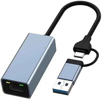 USB C to Ethernet Adapter,(USB C/ USB A) Driver Free RJ45 to USB C, 100Mbps TeckPot