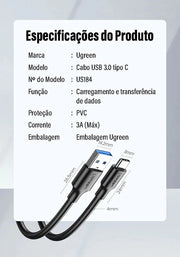 UGREEN USB 3.0 Cable 1.5M A Male to USB C Male Fast Charging Data Transfer 5Gbps Nickel Plated MacBook iPad Galaxy (20883) Ugreen