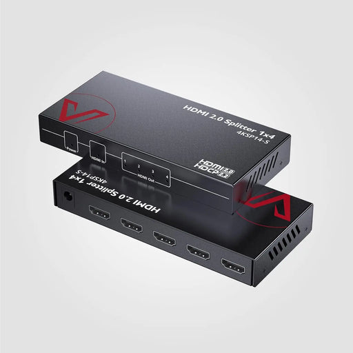 AV Access 4KSP14-S 4K HDMI 2.0 Splitter 1 in 4 Out w/ Auto Downscaler, 4K@60Hz, 1080P@120Hz, HDR 10 & HDCP 2.2,3D, 18Gbps Zero Latency, AV Access Gaming Splitter, Duplicate/Mirror Screens AV Access