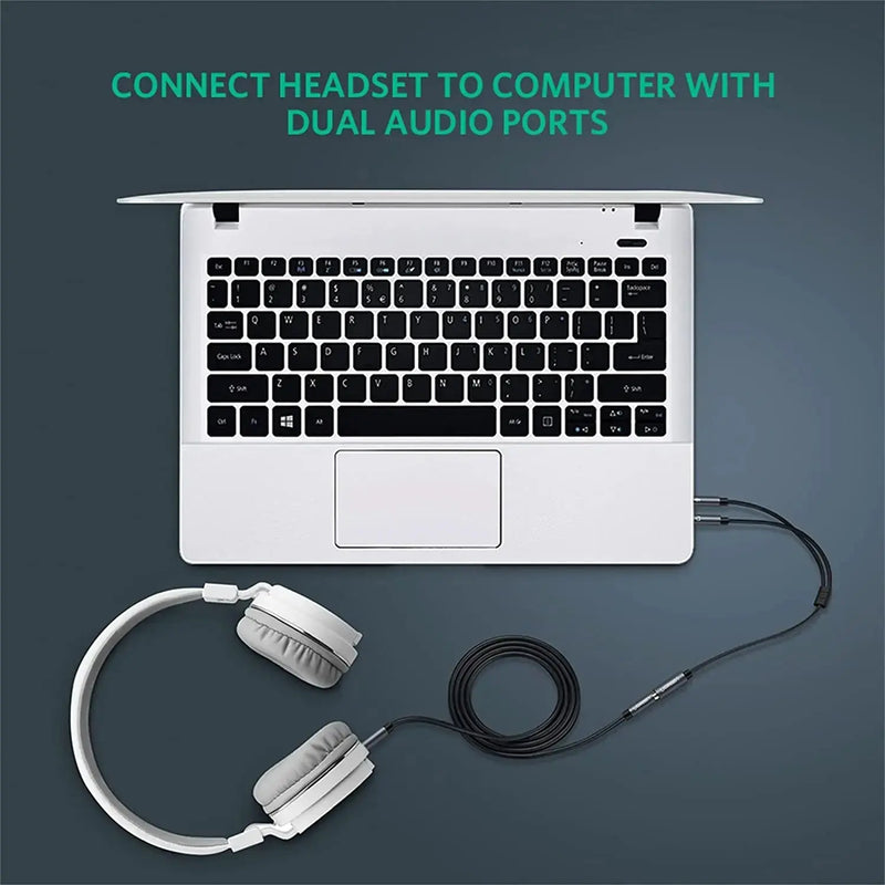 UGREEN 20CM Metal TRRS Female to Dual Male Audio PC Adapter Y Splitter 3.5mm Headphone Microphone Jack Converter Headset 10790 Ugreen