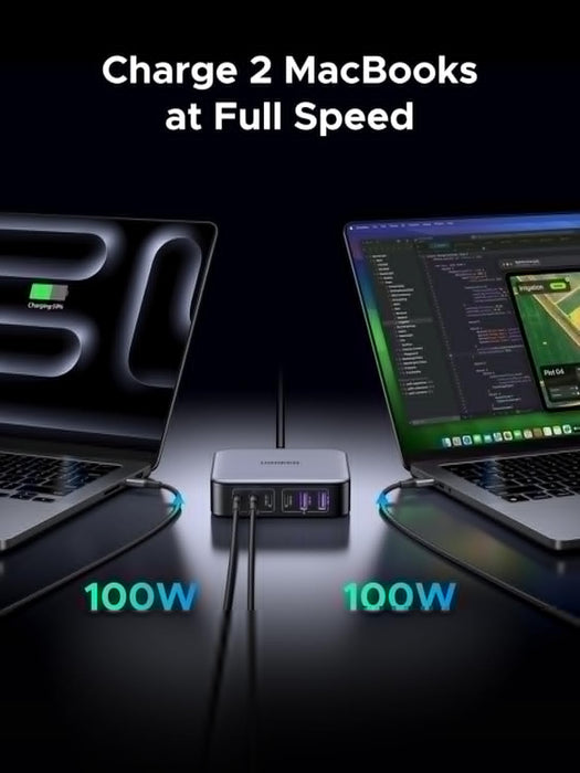 UGREEN Nexode 200W 6-Port GaN II USB-C PD Fast Charger Desktop Station 4 USB-C 2 USB-A MacBook iPad iPhone Galaxy (40914) Ugreen