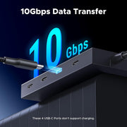 UGREEN 55334 USB-C hub showing up to 10Gbps data transfer