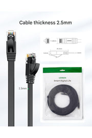 UGREEN 50177 8m flat Cat 6 U/UTP LAN cable, black, cable thickness
