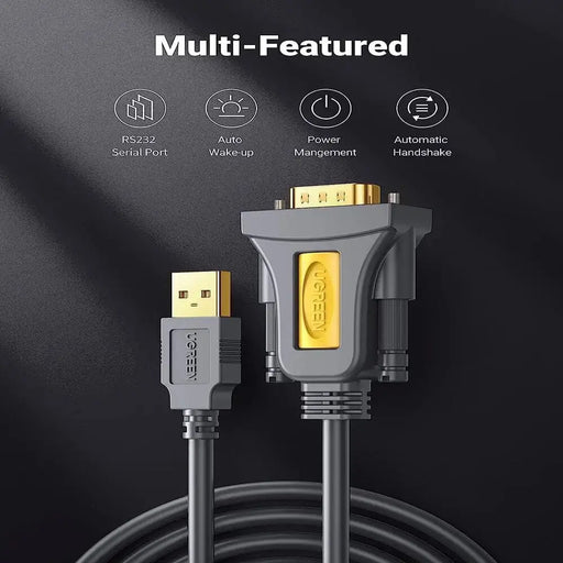 UGREEN 2m USB 2.0 A Male to RS232 DB9 Male Serial Adapter Cable with PL2303 Chipset (20222/ Open Box) - TeckPot