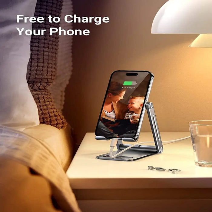 UGREEN Height Adjustable Tabletop Cell Phone Stand Holder Aluminum Case Desk Phone Mount Mobile Device Support (80708)