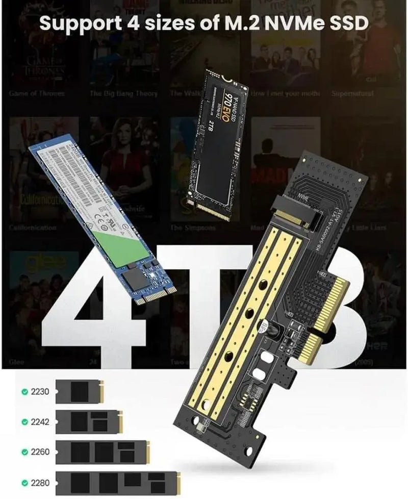 UGREEN M.2 NVMe to PCIe 3.0 x4 Adapter Card Internal SSD Converter 2230 2242 2260 2280 Desktop PC Expansion 70504 Ugreen