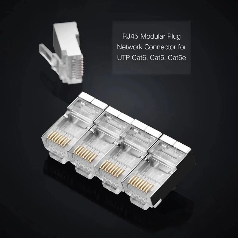 UGREEN Cat 6 Shielded RJ45 Connectors 100-Pack Crystal Head Plugs Gold Plated STP Network Cable Ends Ethernet LAN (50248) Ugreen