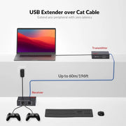 AV Access U2EX50 USB Extender 2.0 over CAT5e with Power Supply, 4x USB2.0 Port up to 60m/196ft, No Driver,Windows,Mac,Linux OS,Mounting Ear AV Access