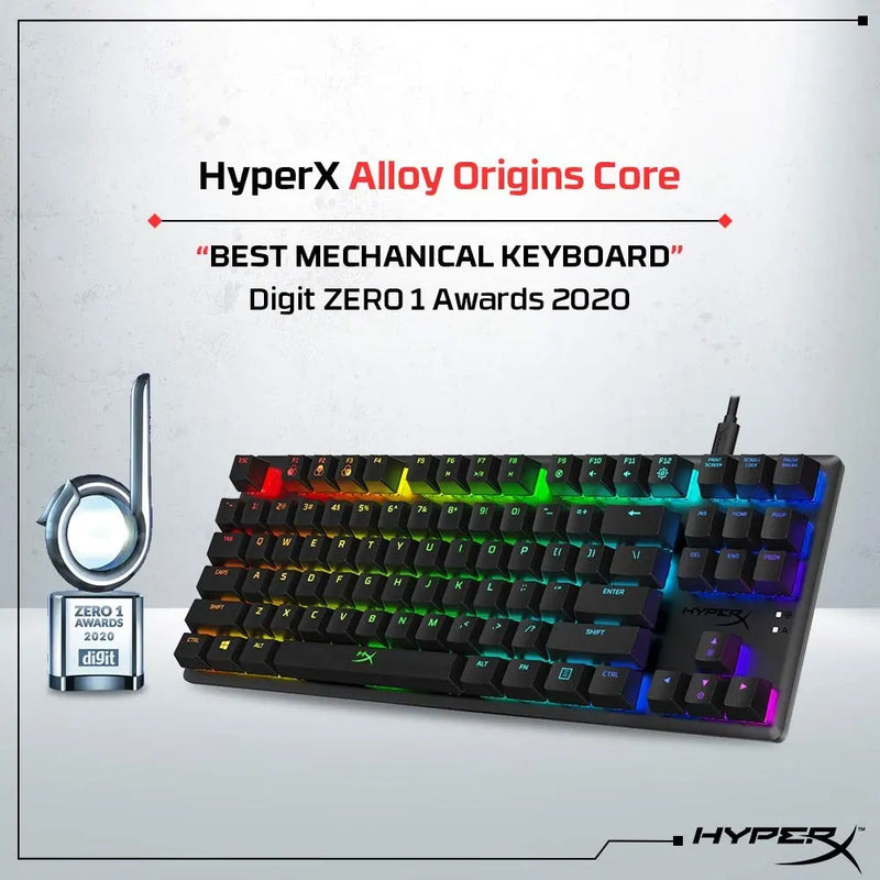 HyperX HX-KB7RDX-US Alloy Origins Core Tenkeyless Mechanical RGB Gaming Wired Keyboard-Red Switch(Open Box) HyperX