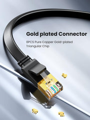 UGREEN NW106 11262 3m flat Cat 7 ethernet cable, 10Gbps, gold-plated connector