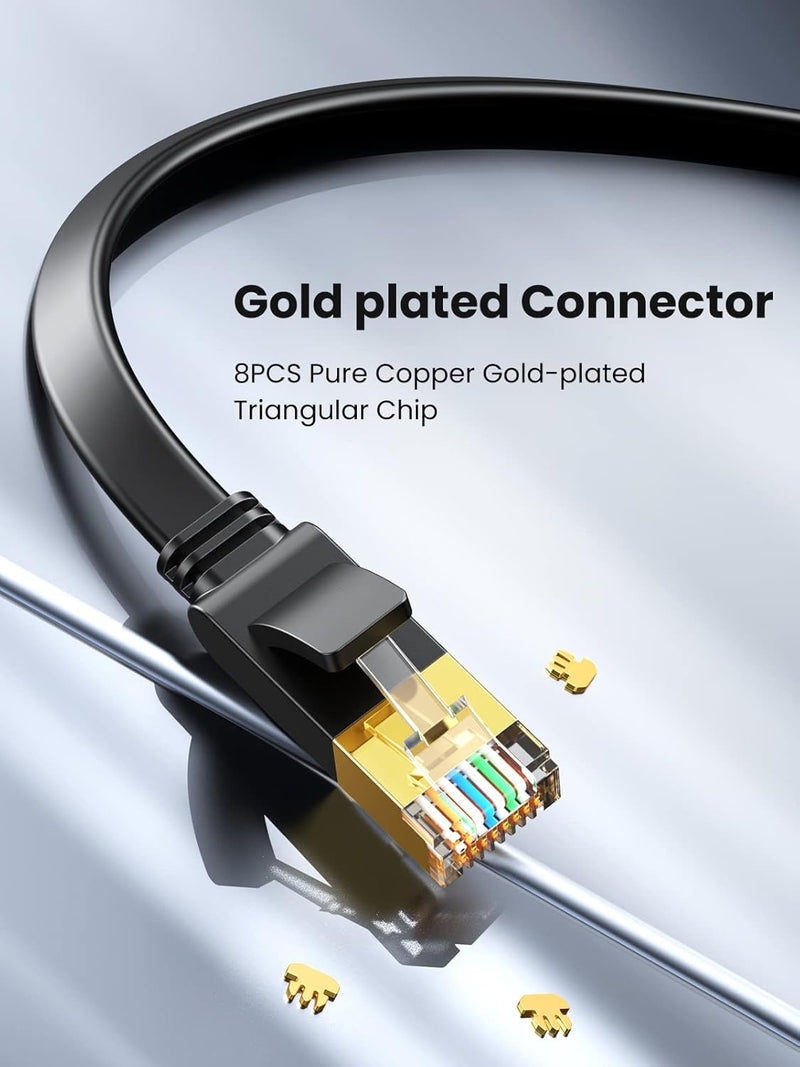 UGREEN NW106 11262 3m flat Cat 7 ethernet cable, 10Gbps, gold-plated connector