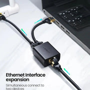 UGREEN RJ45 Splitter 1 to 2 Ethernet Adapter ABS Case Pack of 2 LAN Network Cable Extender Cat5 Cat6 PC Laptop Router Switch 50923 Ugreen