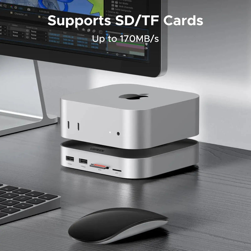 UGREEN Mac mini M4 Dock 11-in-1 USB C Hub 8TB M.2 NVMe 10Gbps 5X USB-A 2X Type-C SD/TF Card Docking Station (65487) Ugreen
