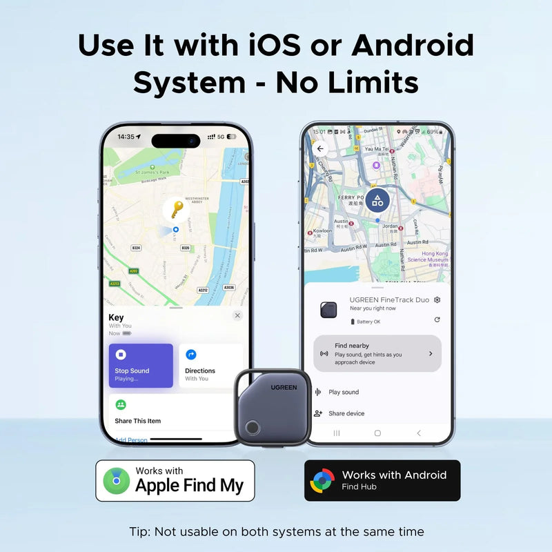 UGREEN FineTrack Duo 75646P smart tracker 4-pack works with Apple Find My and Google Find Hub