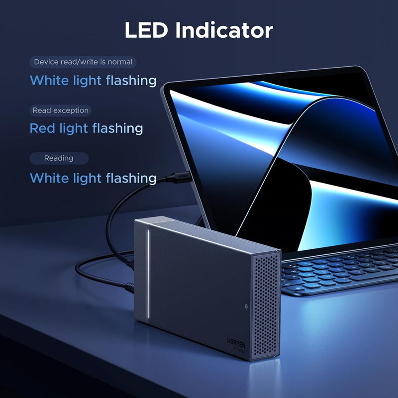 UGREEN CM847 USB4 2-bay M.2 NVMe SSD enclosure with offline clone LED indicator
