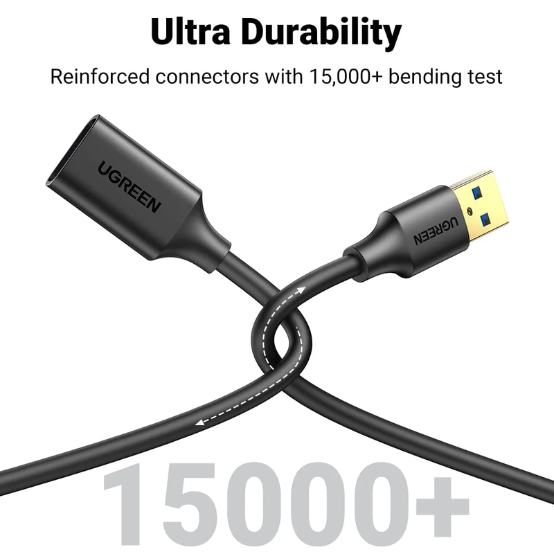 UGREEN 30125 0.5m USB 3.0 extension cable ultra durability, 15000+ bends