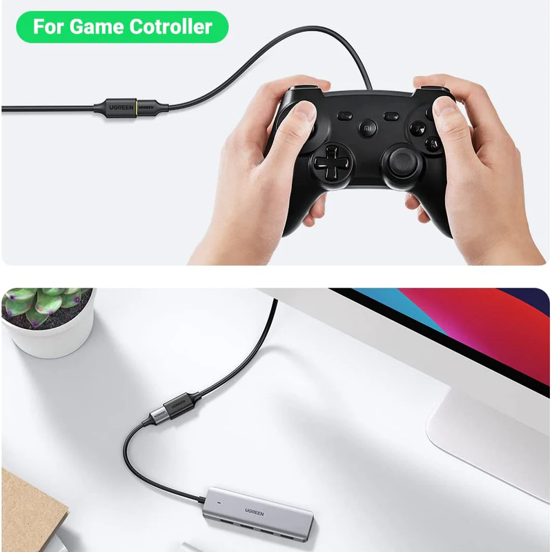 UGREEN 30125 0.5m USB 3.0 extension cable extends a game controller
